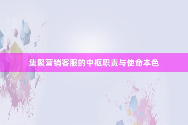集聚营销客服的中枢职责与使命本色